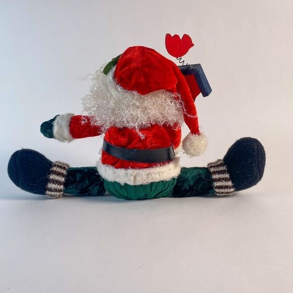 Plush Santa with Wooden Birdhouse and Wood Cardinal accent - Picture 4 of 8